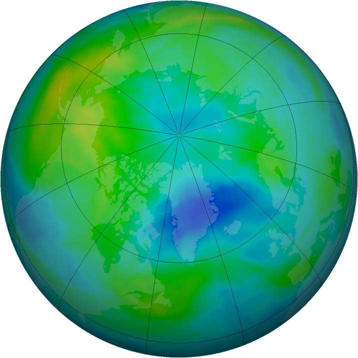 Arctic ozone map for 10 October 2010